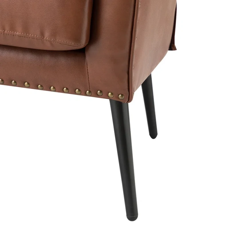 Leather Chair with Wooden legs