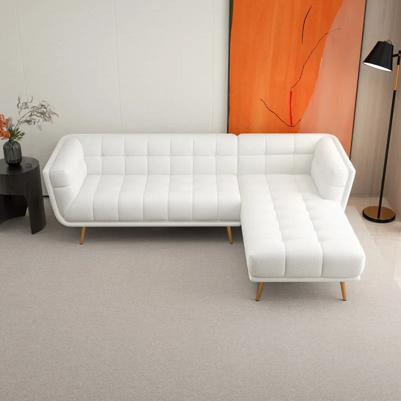L-Shaped White Sectional Sofa