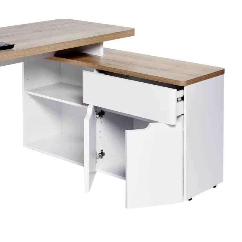 L Shaped Corner Desk with Shelves