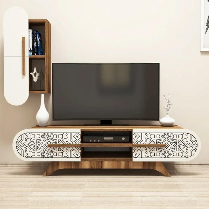 TV Stand White and wood