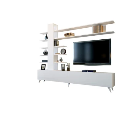 Art Deco Wood TV Stand in White